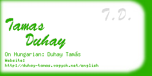 tamas duhay business card
